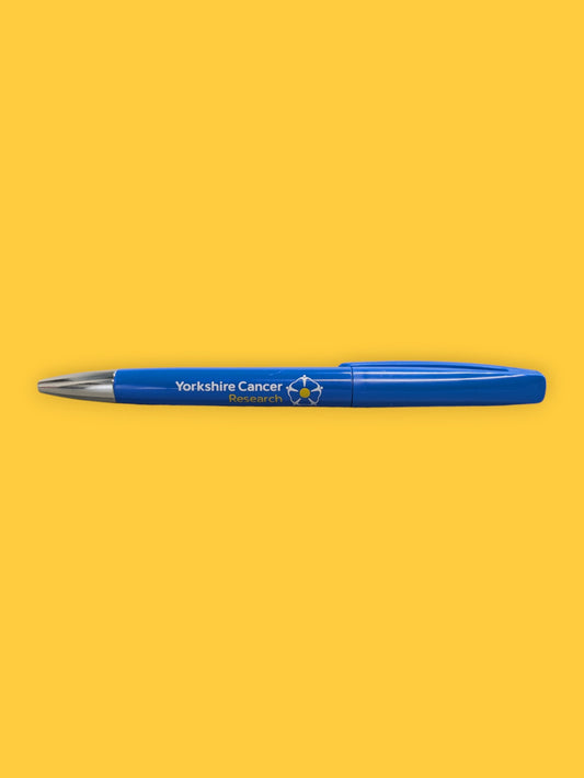 Yorkshire Cancer Research Premium Ballpoint Pen – Blue & Silver – Black Ink