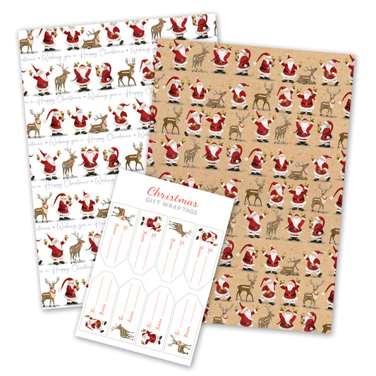 Santa & Reindeer - Christmas Gift Wrap Pack