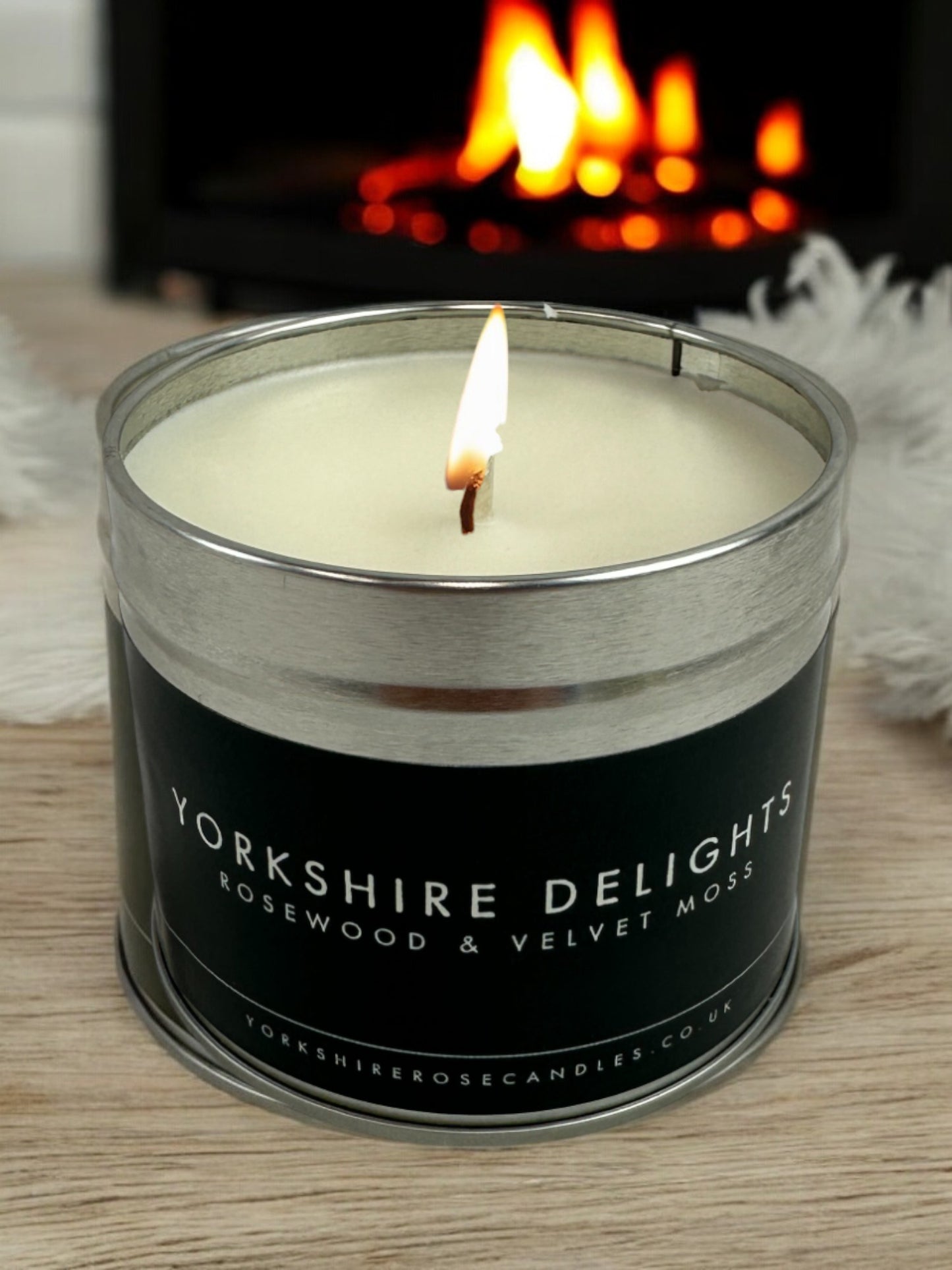 'Yorkshire Delights' scented tin candle, by Yorkshire Rose Candles