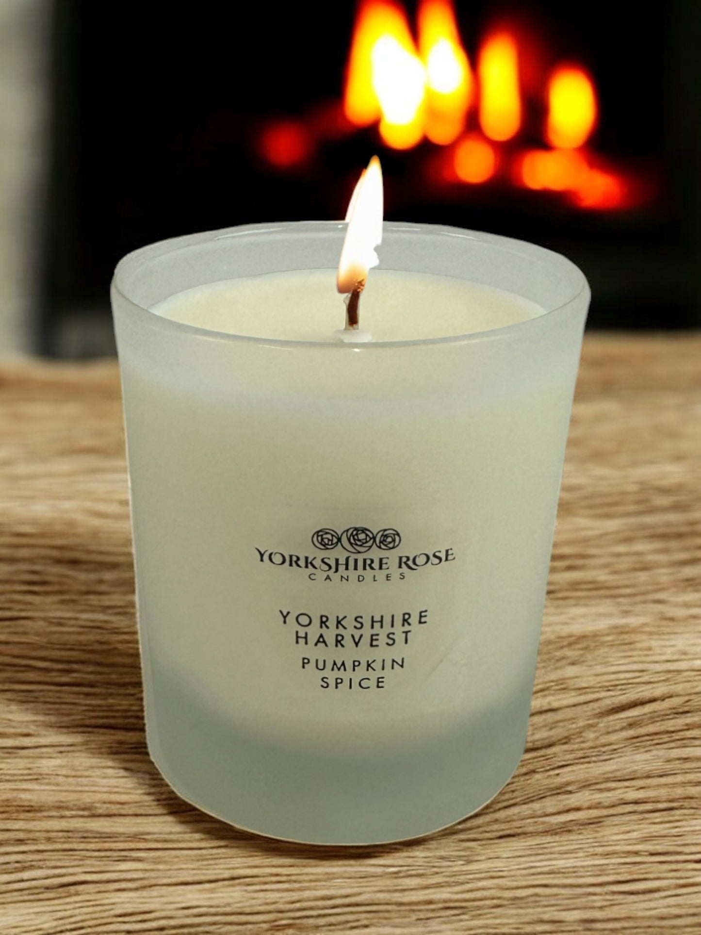 'Yorkshire Harvest (Pumpkin Spice)' scented glass candle, by Yorkshire Rose Candles