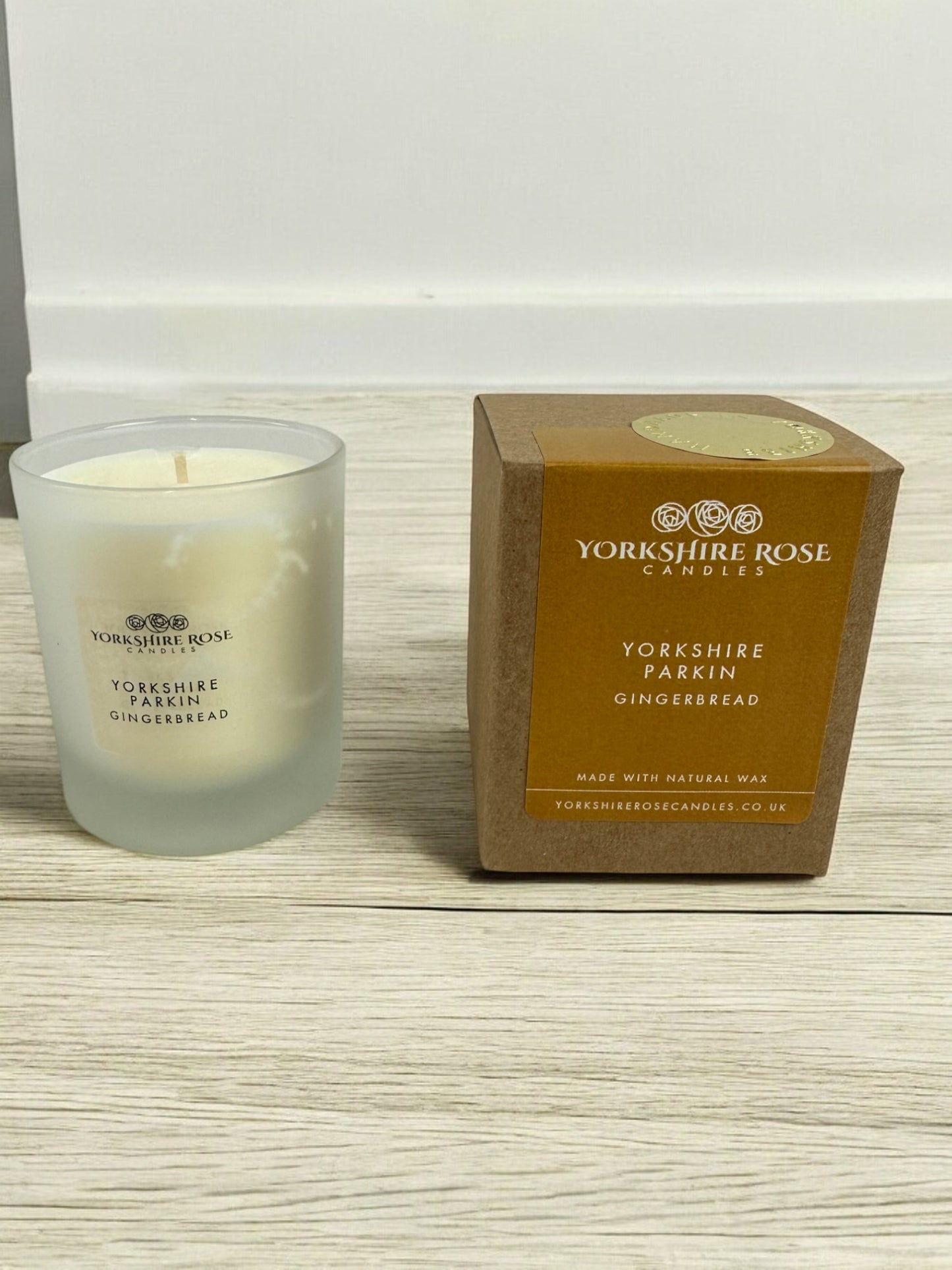 'Yorkshire Parkin' scented glass candle, by Yorkshire Rose Candles